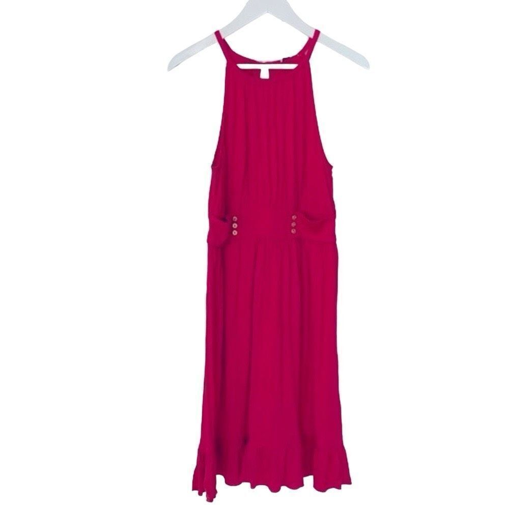 Juicy Couture Magenta Jersey Dress – Ruffle Hem, Sleeveless, Size Small